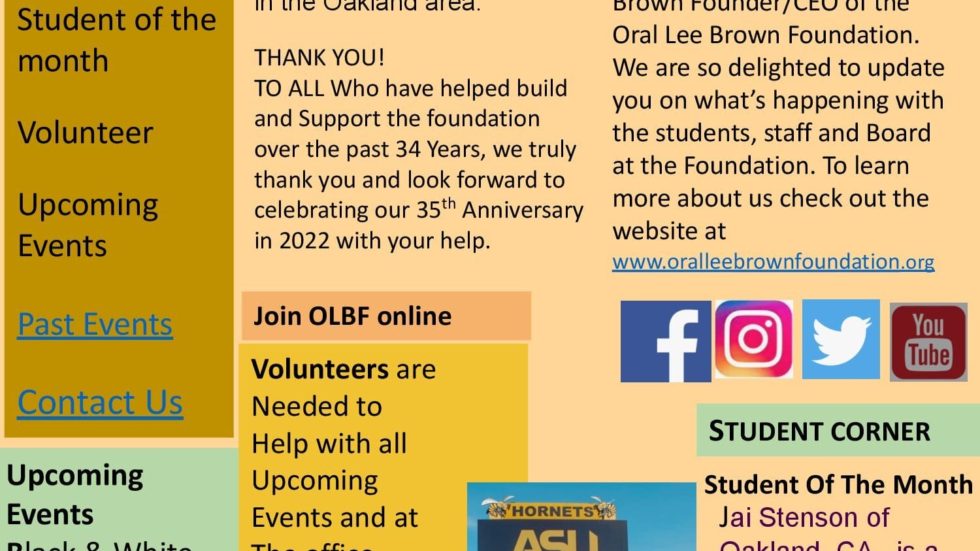 OLBF 1st Quarter Newsletter | Oral Lee Brown Foundation